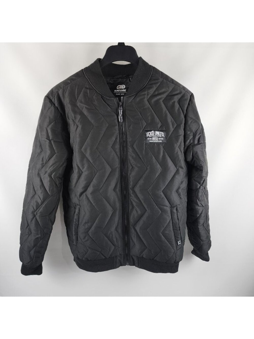 Ecko Unltd Jacket Mens Medium Black Quilted Bomber Logo NWT